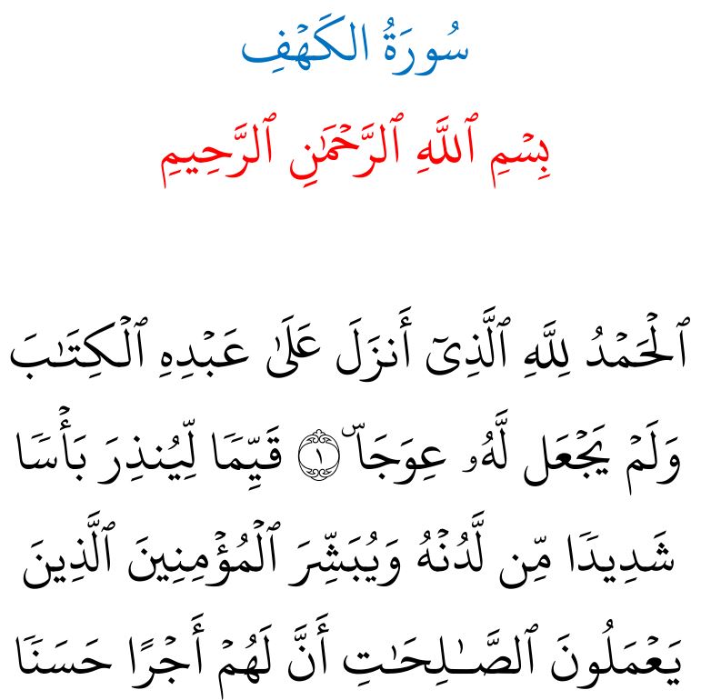 تنزيل سورة الكهف مكتوبة pdf