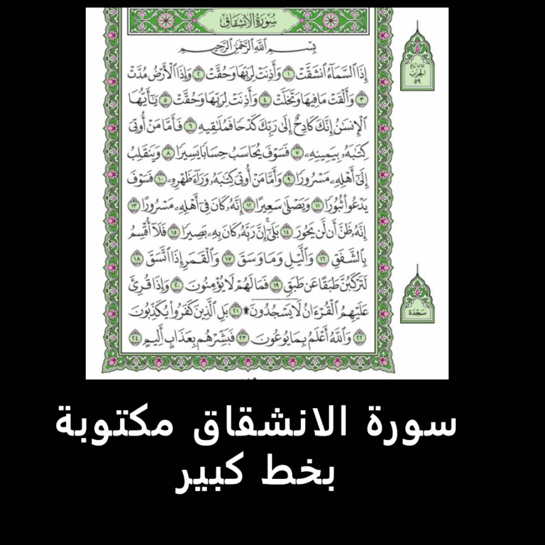 سورة الانشقاق مكتوبة